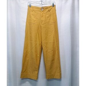 Miduo Women's 29 Wide Leg Cropped Colette Style Pants Yellow Office Career